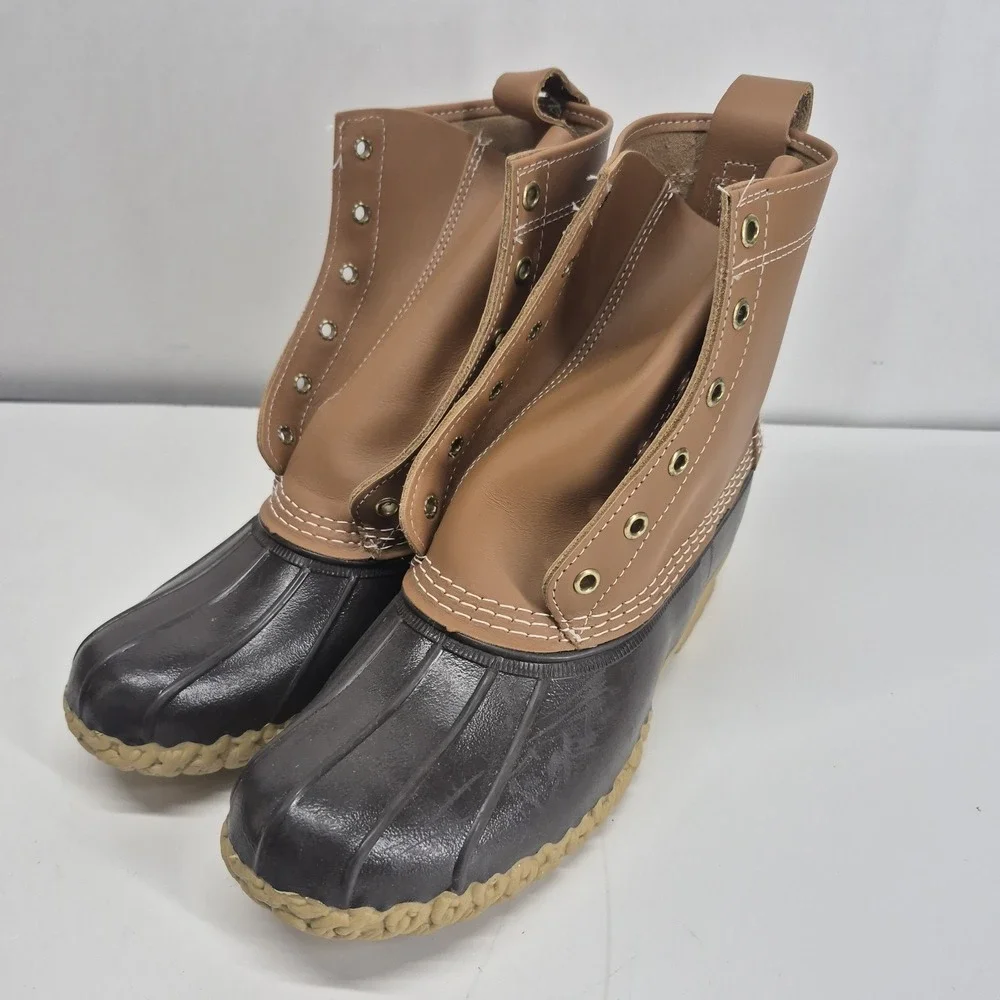 Vintage LL Bean Duck Boots Brown Leather & Rubber Women's Sz 8M USA